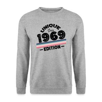 Unique depuis 1969 Edition Anniversaire Millésime 1969 - Sweat-shirt Unisexe - gris chiné - Devant - Alina (178cm) & Michal (187cm)