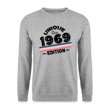 Unique depuis 1969 Edition Anniversaire Millésime 1969 - Sweat-shirt Unisexe - gris chiné - Devant - Alina (178cm) & Michal (187cm)