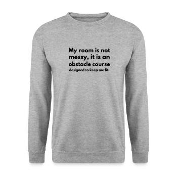 my room is obstacle course - Unisex Sweatshirt - salt & pepper - Front - Alina (178cm) & Michal (187cm)