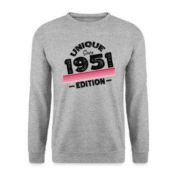 Unique Since 1951 Edition Birthday Vintage 1951 - Unisex Sweatshirt - salt & pepper - Front - Alina (178cm) & Michal (187cm)
