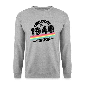 Unique Since 1948 Edition Birthday Vintage 1948 - Unisex Sweatshirt - salt & pepper - Front - Alina (178cm) & Michal (187cm)