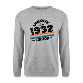 Unique depuis 1932 Edition Anniversaire Millésime 1932 - Sweat-shirt Unisexe - gris chiné - Devant - Alina (178cm) & Michal (187cm)
