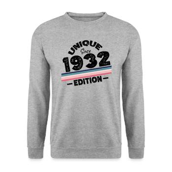 Unique depuis 1932 Edition Anniversaire Millésime 1932 - Sweat-shirt Unisexe - gris chiné - Devant - Alina (178cm) & Michal (187cm)