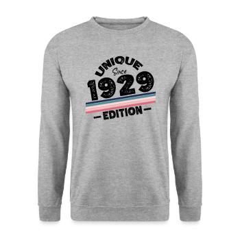 Unique seit 1929 Edition Geburtstag Vintage 1929 - Unisex Pullover - Weißgrau meliert - Vorne - Alina (178cm) & Michal (187cm)