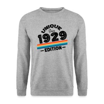 Unique seit 1929 Edition Geburtstag Vintage 1929 - Unisex Pullover - Weißgrau meliert - Vorne - Alina (178cm) & Michal (187cm)