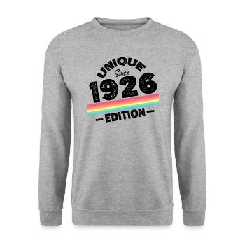 Unique seit 1926 Edition Geburtstag Vintage 1926 - Unisex Pullover - Weißgrau meliert - Vorne - Alina (178cm) & Michal (187cm)