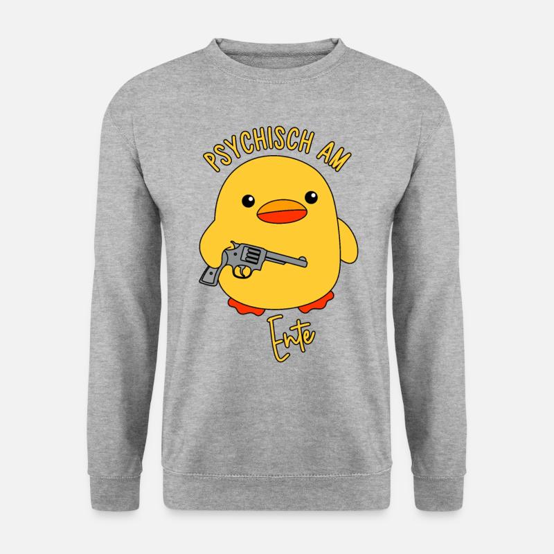 Psychisch am Ente - Unisex Pullover - Weißgrau meliert