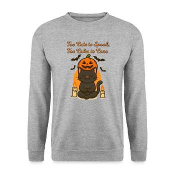 Chat mignon d’Halloween - Trop calme pour effrayer le design - Sweat-shirt Unisexe - gris chiné - Devant - Alina (178cm) & Michal (187cm)