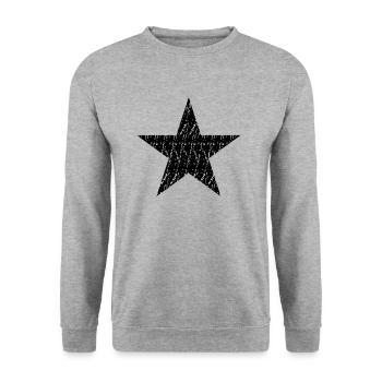 schwarzen Stern, black star, used look - Unisex Pullover - Weißgrau meliert - Vorne - Alina (178cm) & Michal (187cm)