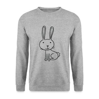 gezeichneter Hase - Unisex Pullover - Weißgrau meliert - Vorne - Alina (178cm) & Michal (187cm)