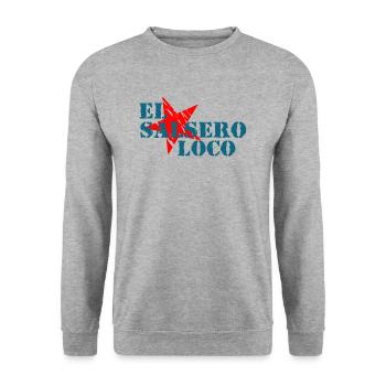 El Salsero Loco - Salsa Dance Shirts - Unisex Pullover - Weißgrau meliert - Vorne - Alina (178cm) & Michal (187cm)
