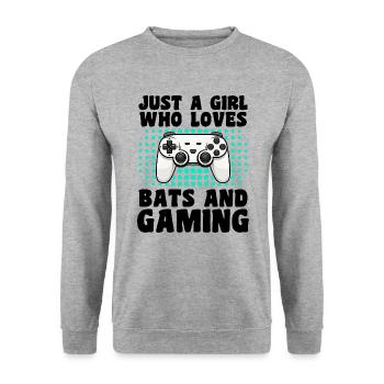 Gamer und Fledermäuse: Videospiele und Nachtleben - Unisex Pullover - Weißgrau meliert - Vorne - Alina (178cm) & Michal (187cm)