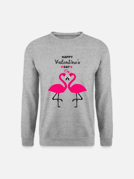 Flamants roses Saint-Valentin - Sweat-shirt Unisexe - gris chiné
