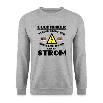 Elektriker stehen ständig unter Spannung - Unisex Pullover - Weißgrau meliert - Vorne - Alina (178cm) & Michal (187cm)