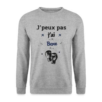 J'peux pas j'ai Boxe - Sweat-shirt Unisexe - gris chiné - Devant - Alina (178cm) & Michal (187cm)