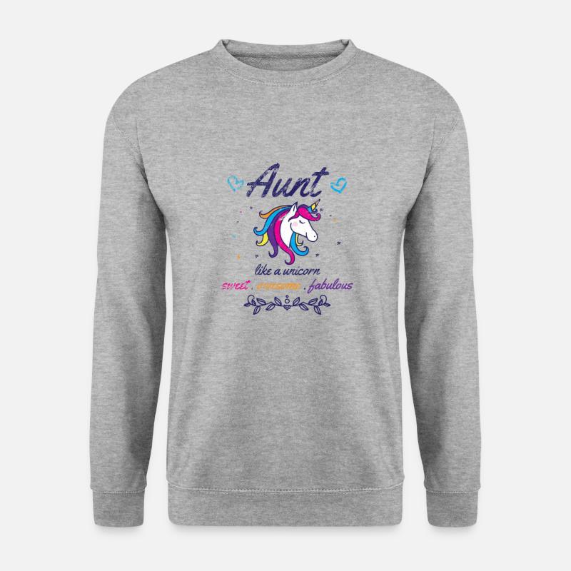Einhorn Design für Tanten - Unisex Pullover - Weißgrau meliert