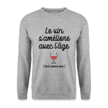 le vin s améliore avec l âge anniversaire décénie - Sweat-shirt Unisexe - gris chiné - Devant - Alina (178cm) & Michal (187cm)