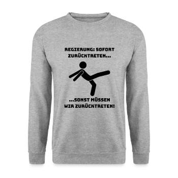 Regierung zurücktreten - Unisex Pullover - Weißgrau meliert - Vorne - Alina (178cm) & Michal (187cm)