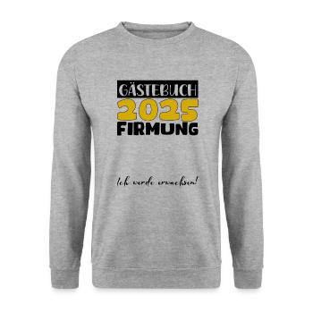 Confirmation 2025 livre d'or cadeau filles garçons - Sweat-shirt Unisexe - gris chiné - Devant - Alina (178cm) & Michal (187cm)