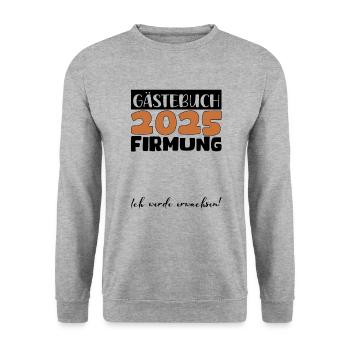 Confirmation 2025 Guest Book Gift Girls Boys - Unisex Sweatshirt - salt & pepper - Front - Alina (178cm) & Michal (187cm)