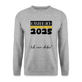 Communion 2025 Guestbook Gift Girl Boys - Unisex Sweatshirt - salt & pepper - Front - Alina (178cm) & Michal (187cm)