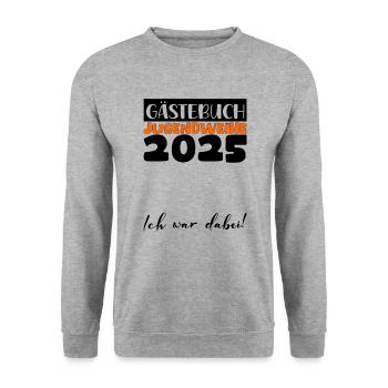 Jugendweihe 2025 Gästebuch Geschenk Mädchen Jungen - Unisex Pullover - Weißgrau meliert - Vorne - Alina (178cm) & Michal (187cm)