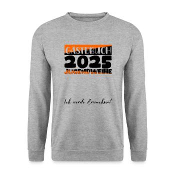 Jugendweihe 2025 Livre d’or Cadeau Filles Garçons - Sweat-shirt Unisexe - gris chiné - Devant - Alina (178cm) & Michal (187cm)