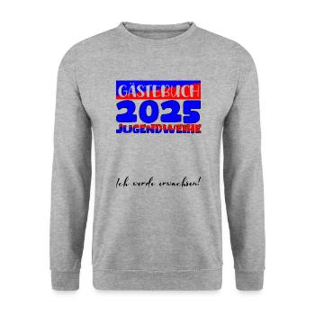 Jugendweihe 2025 Livre d’or Cadeau Filles Garçons - Sweat-shirt Unisexe - gris chiné - Devant - Alina (178cm) & Michal (187cm)
