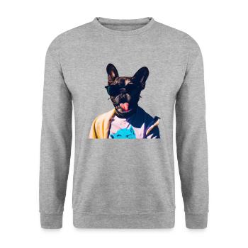 Drôle de chien avec la langue tendue - Sweat-shirt Unisexe - gris chiné - Devant - Alina (178cm) & Michal (187cm)