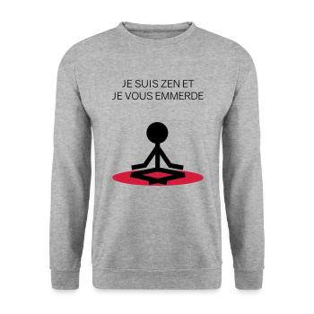 je suis zen et je vous emmerde - Sweat-shirt Unisexe - gris chiné - Devant - Alina (178cm) & Michal (187cm)
