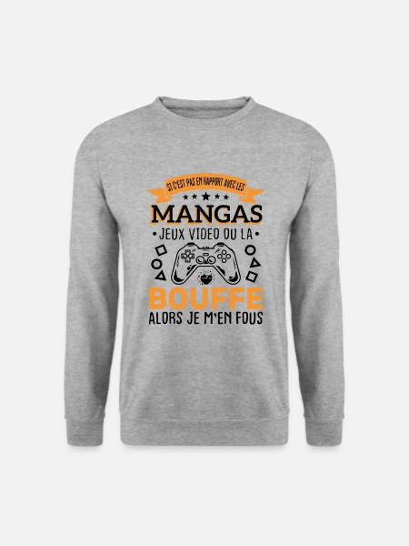 Mangas Jeux Video Bouffe Cadeau Humour - Sweat-shirt Unisexe - gris chiné