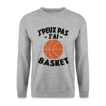 Je Peux Pas J'ai Basket Cadeau Joueur De Basket - Sweat-shirt Unisexe - gris chiné - Devant - Alina (178cm) & Michal (187cm)
