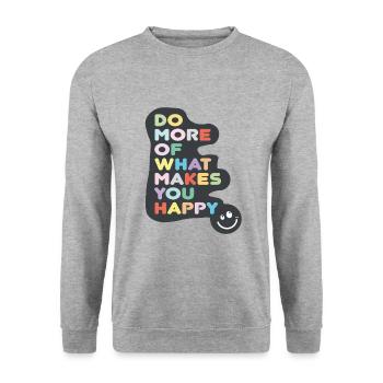 do more of what makes you happy - Unisex Pullover - Weißgrau meliert - Vorne - Alina (178cm) & Michal (187cm)