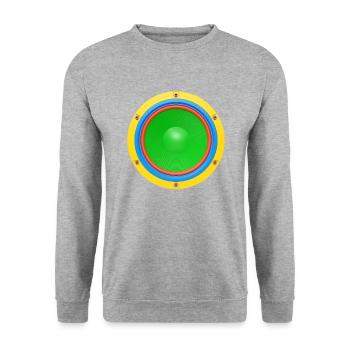 Bunter Lautsprecher 3D - Unisex Pullover - Weißgrau meliert - Vorne - Alina (178cm) & Michal (187cm)