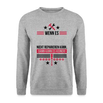 Wenn es XY nicht reparieren kann - personalisieren - Unisex Pullover - Weißgrau meliert - Vorne - Alina (178cm) & Michal (187cm)