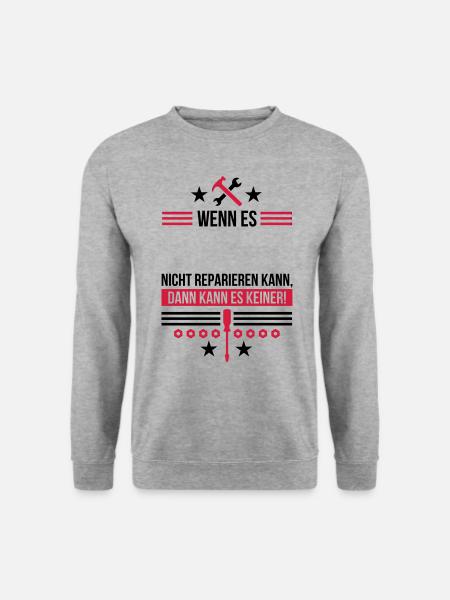 Wenn es XY nicht reparieren kann - personalisieren - Unisex Pullover - Weißgrau meliert