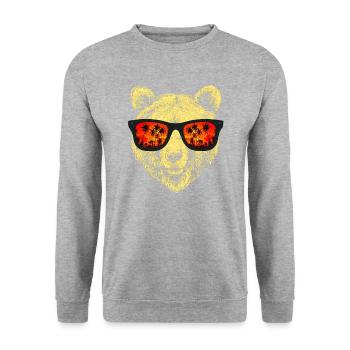 bear Cool - Unisex Sweatshirt - salt & pepper - Front - Alina (178cm) & Michal (187cm)