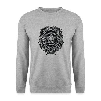 Mandala lion with lion's mane - Unisex Sweatshirt - salt & pepper - Front - Alina (178cm) & Michal (187cm)