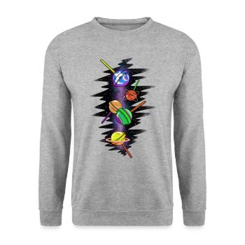Lollipop Universe - Unisex Pullover - Weißgrau meliert - Vorne - Alina (178cm) & Michal (187cm)