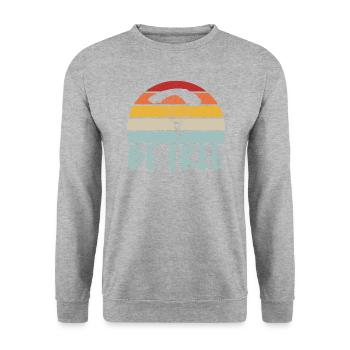 Seien Sie Frei Wie Ein Gleitschirm In Vintage Art - Unisex Pullover - Weißgrau meliert - Vorne - Alina (178cm) & Michal (187cm)