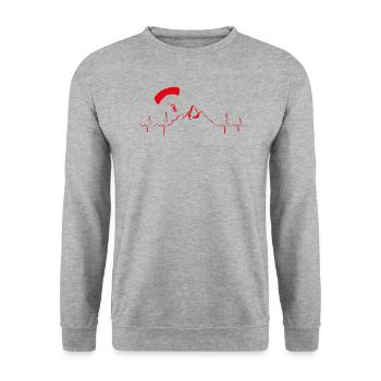 Rythme cardiaque en parapente avec fréquence cardiaque de montagne de - Sweat-shirt Unisexe - gris chiné - Devant - Alina (178cm) & Michal (187cm)