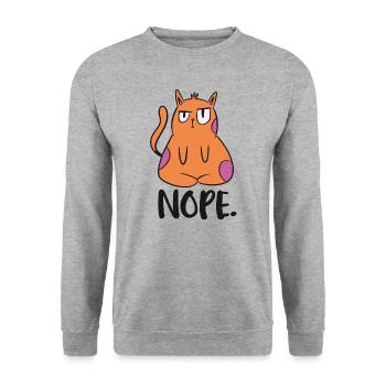 Nope Not Today Sleep Cat Für Katzenbesitzer Und - Unisex Pullover - Weißgrau meliert - Vorne - Alina (178cm) & Michal (187cm)