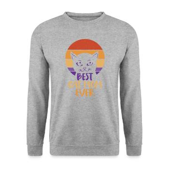 Beste Katzenmutter Aller Zeiten Lustiges - Unisex Pullover - Weißgrau meliert - Vorne - Alina (178cm) & Michal (187cm)