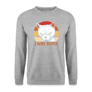 Ich Hasse Leute, Die Ich Nicht Mag Leute Mid - Unisex Pullover - Weißgrau meliert - Vorne - Alina (178cm) & Michal (187cm)