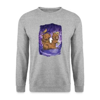 Moon Capybara Animal Funny Capibara Roden Face - Unisex Sweatshirt - salt & pepper - Front - Alina (178cm) & Michal (187cm)