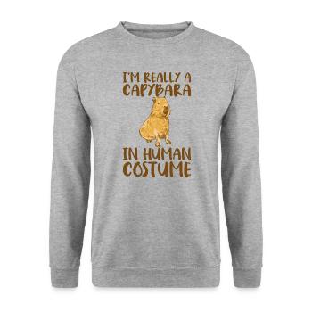 Ich Bin Rally A Capybara Im Menschlichen Kostüm. - Unisex Pullover - Weißgrau meliert - Vorne - Alina (178cm) & Michal (187cm)