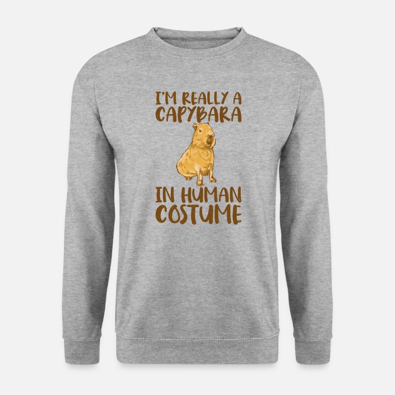 Ich Bin Rally A Capybara Im Menschlichen Kostüm. - Unisex Pullover - Weißgrau meliert