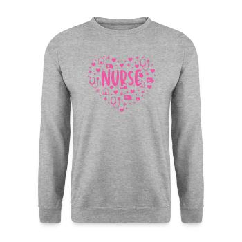 Infirmière Amour Coeur Hématologue Hématologie - Sweat-shirt Unisexe - gris chiné - Devant - Alina (178cm) & Michal (187cm)