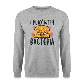Ich Spiele Mit Bakterien Mikrobiologie - Unisex Pullover - Weißgrau meliert - Vorne - Alina (178cm) & Michal (187cm)