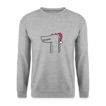 Crocodile Chapeau de Noël Noël Sweet Xmax - Sweat-shirt Unisexe - gris chiné - Devant - Alina (178cm) & Michal (187cm)